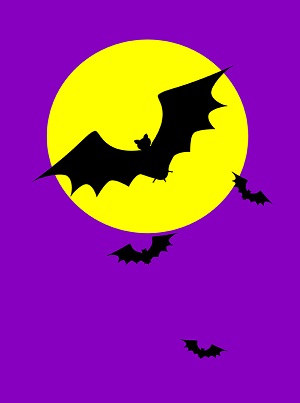 Drawing of bats at sunset